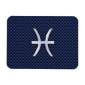 Silver Pisces Zodiac Sign Blue Carbon Fibre Print Magnet (Horizontal)