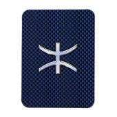Silver Pisces Zodiac Sign Blue Carbon Fibre Print Magnet (Vertikal)