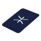 Silver Pisces Zodiac Sign Blue Carbon Fibre Print Magnet (Linke Seite)