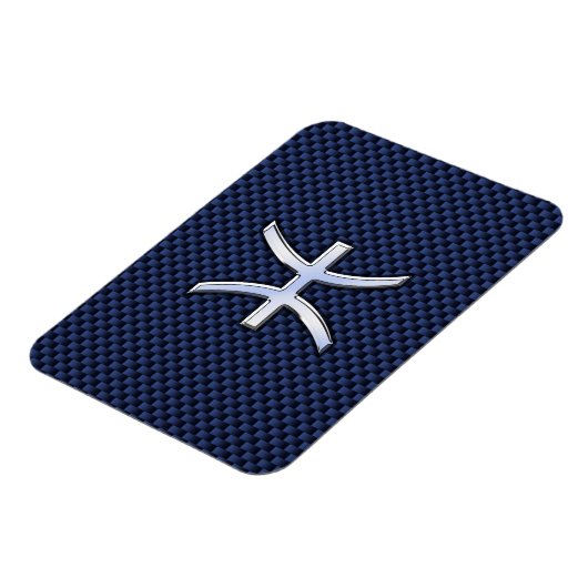 Silver Pisces Zodiac Sign Blue Carbon Fibre Print Magnet (Linke Seite)
