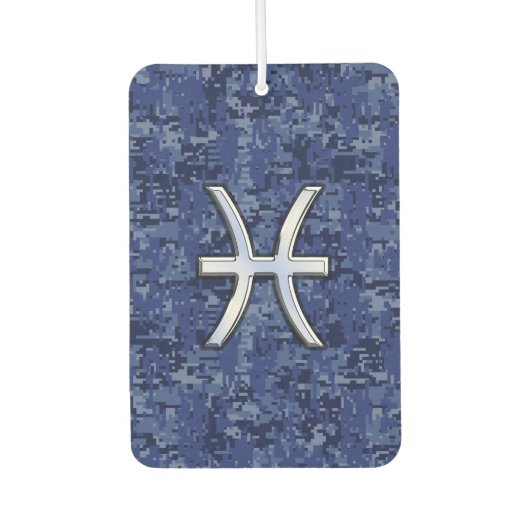 Silver Pisces Zodiac Symbol Navy Blue Digital Camo Autolufterfrischer (Vorderseite)
