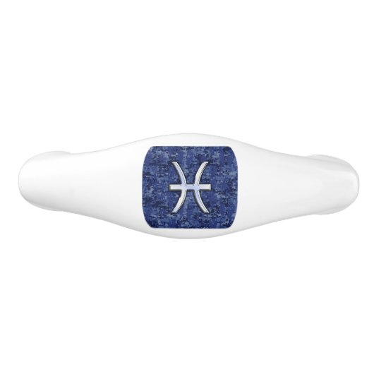 Silver Pisces Zodiac Symbol Navy Blue Digital Camo Keramik Schubladengriff (Vorderseite)