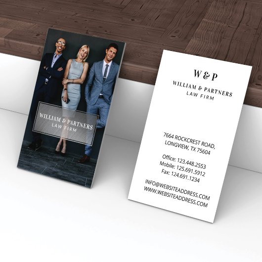 Silver Plaque Minimal Beruflich Business Foto Visitenkarte