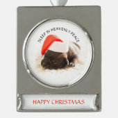 SILVER PLATED Banner Ornament PUPPY IN Weihnachtsm (Vorderseite)