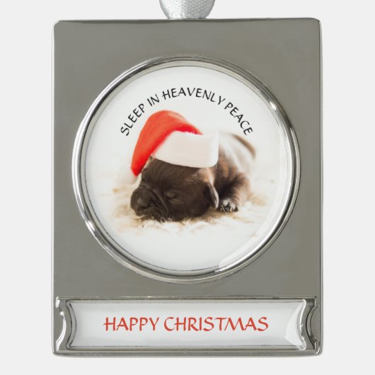SILVER PLATED Banner Ornament PUPPY IN Weihnachtsm (Vorderseite)