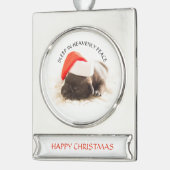 SILVER PLATED Banner Ornament PUPPY IN Weihnachtsm (Links)