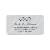 Silver Platinum Infinity Hand Clasp Wedelmarken Adressaufkleber (Vorne)