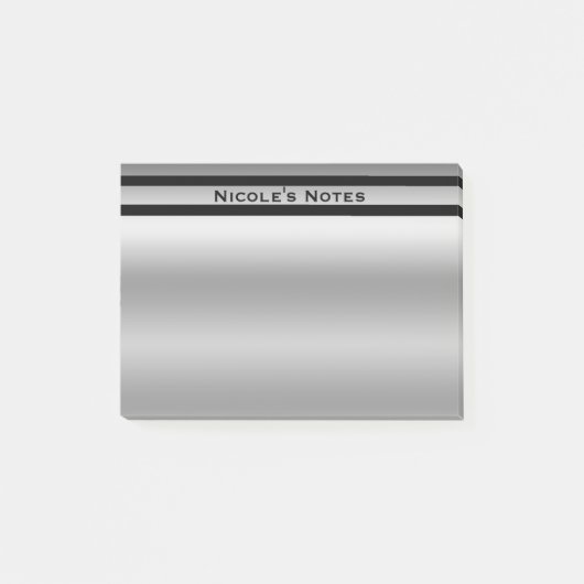 Silver Platinum Shine Chic Modern Personalisiert Post-it Klebezettel (Vorderseite)