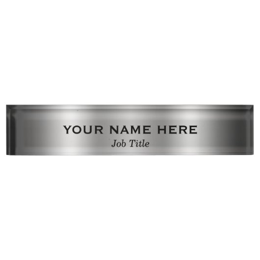 Silver Platinum Shine Moderne Minimal Personalisie Namensplakette (Vorderseite)