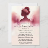 Silver Plum Lace Gown Boho Burgundy Quinceanera Einladung (Vorderseite)