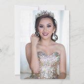 Silver Plum Lace Gown Boho Burgundy Quinceanera Einladung (Rückseite)