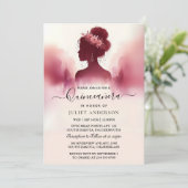 Silver Plum Lace Gown Boho Burgundy Quinceanera Einladung (Stehend Vorderseite)