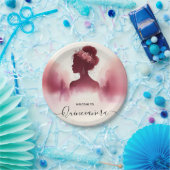 Silver Plum Lace Gown Boho Burgundy Quinceanera Pappteller (Party)