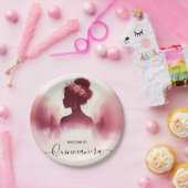 Silver Plum Lace Gown Boho Burgundy Quinceanera Pappteller (Party)