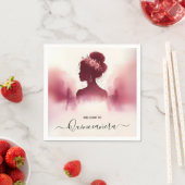 Silver Plum Lace Gown Boho Burgundy Quinceanera Serviette (Beispiel)