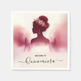 Silver Plum Lace Gown Boho Burgundy Quinceanera Serviette