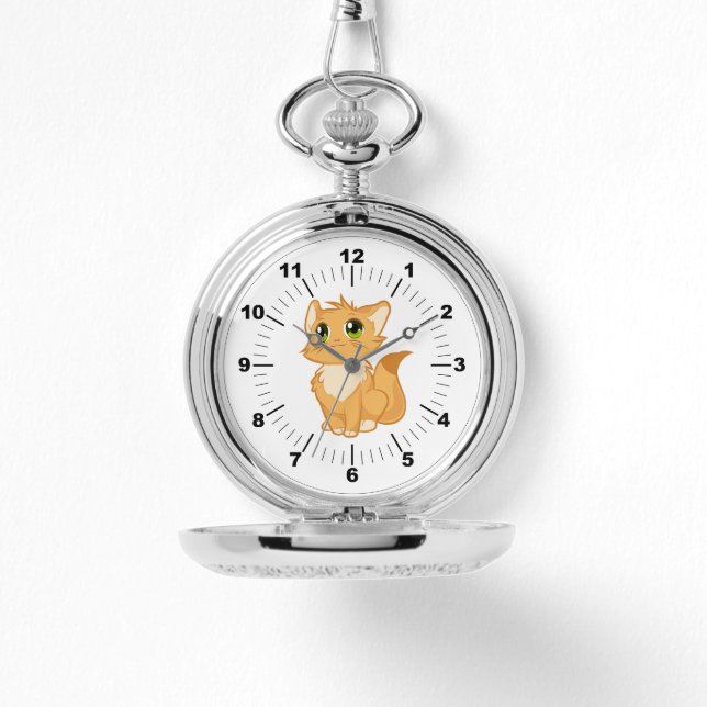 Silver Pocket Watch Niedlich Chat Armbanduhr (Vorderseite)