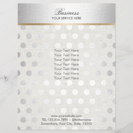 Silver Polka Dots Classy Linen Salon Wellness-Cent Flyer (Vorne)