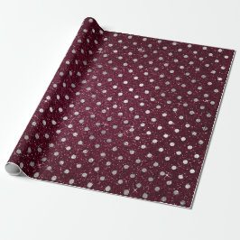 Silver Polka Dots Gray Glitzer Beet Burgundy Geschenkpapier