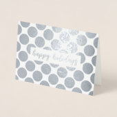 Silver Polka Dots Happy Holidays Script Folienkarte (Vorderseite)
