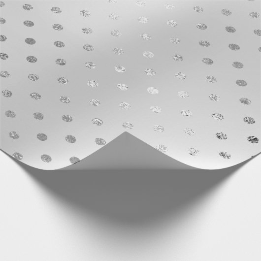 Silver Polka Dots Monochromatisches Graues Stahl S Geschenkpapier (Ecke)