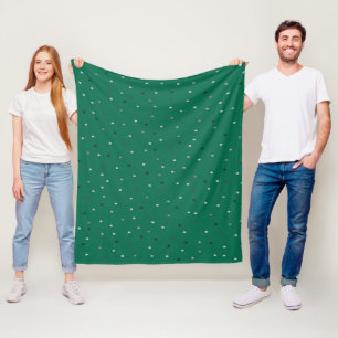 Silver Polka Dots on Green Fleecedecke