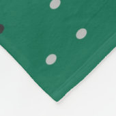 Silver Polka Dots on Green Fleecedecke (Ecke)