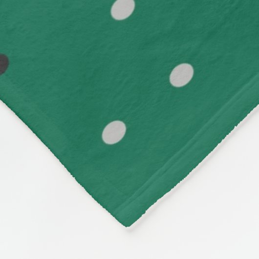 Silver Polka Dots on Green Fleecedecke (Ecke)