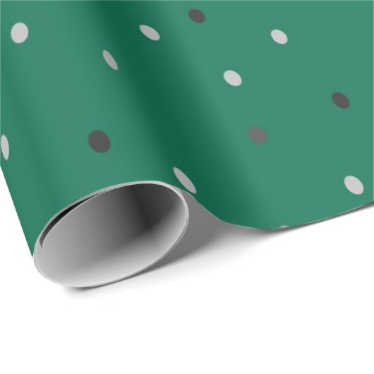 Silver Polka Dots on Green Geschenkpapier (Rolleneckpunkt)