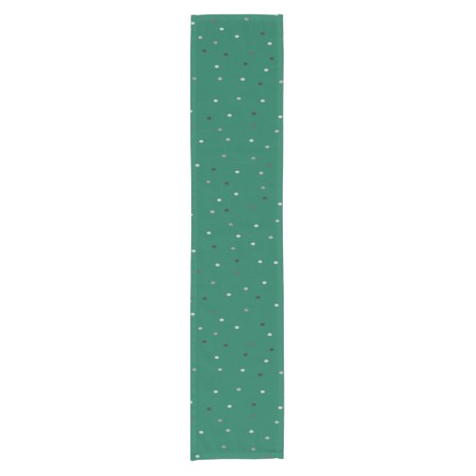 Silver Polka Dots on Green Kurzer Tischläufer (Vorderseite)