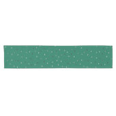 Silver Polka Dots on Green Kurzer Tischläufer (Horizontal)