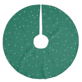 Silver Polka Dots on Green Polyester Weihnachtsbaumdecke