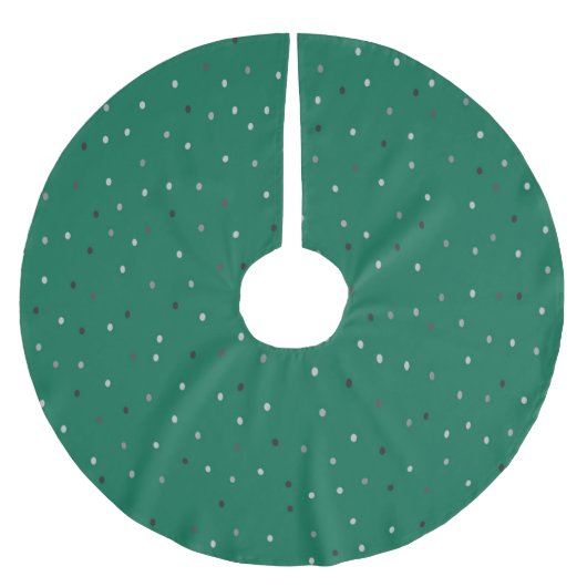 Silver Polka Dots on Green Polyester Weihnachtsbaumdecke (Vorderseite)
