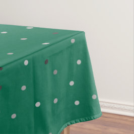 Silver Polka Dots on Green Tischdecke