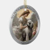 Silver Poodle Angel Personalisiert Memorial Keramik Ornament (Rechts)