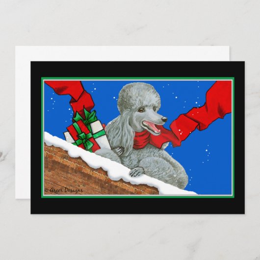 Silver Poodle Weihnachtskarte / Einladung (Vorne/Hinten)