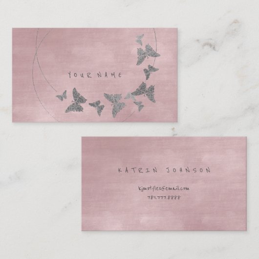 Silver Powder Blush Ballett Pink Butterfly Vip Visitenkarte (Vorne/Hinten)