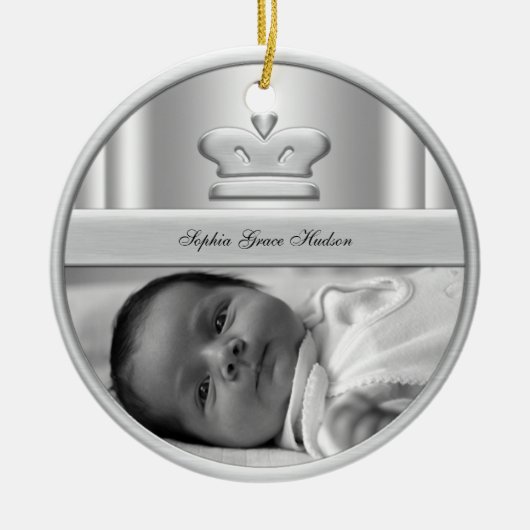 Silver Princess Crown Baby Girl Foto Ornament (Vorne)