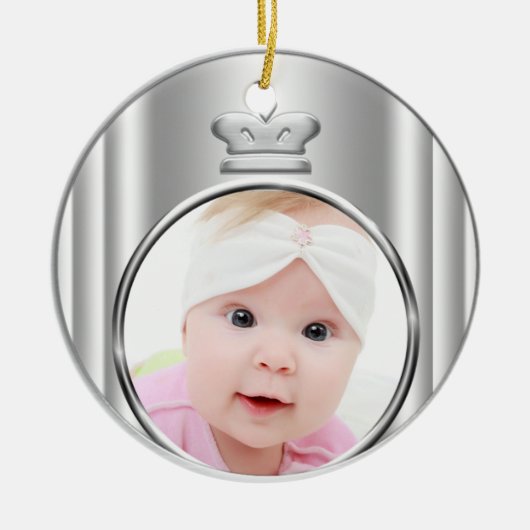Silver Princess Crown Baby Girl Foto Ornament (Vorne)