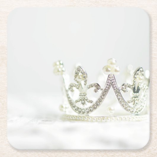 Silver Princess Crown Rechteckiger Pappuntersetzer (Vorderseite)