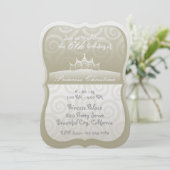 Silver Princess Crown Spirals Geburtstag Einladung (Stehend Vorderseite)