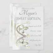 Silver Princess Elegante Modernes 16 . Geburtstag Einladung (Vorne/Hinten)