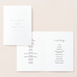Silver-Programm zur Hochzeitsfeier Folienkarte<br><div class="desc">Einfache,  elegante Hochzeitsbroschüre mit echter Silberfolie.Kann vollständig auf Ihre Anzüge angepasst werden. 
© Gorjo Designs. Made für Sie über die Zazzle Plattform.

// Benötigen Sie Hilfe bei der Anpassung Ihres Designs? Got andere Ideen? Kontaktieren Sie mich (Zoe) direkt über den unten stehenden Kontaktknopf.</div>