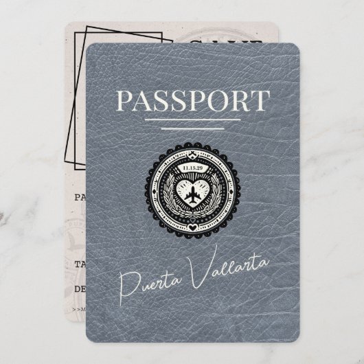 Silver Puerta Vallarta Passport Save The Date (Vorne/Hinten)