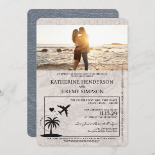 Silver Puerto Rico Passport Hochzeit Einladung