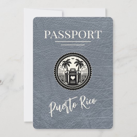 Silver Puerto Rico Passport Save The Date (Vorderseite)