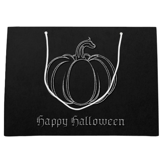 Silver Pumpkin Halloween Große Geschenktüte (Vorderseite)