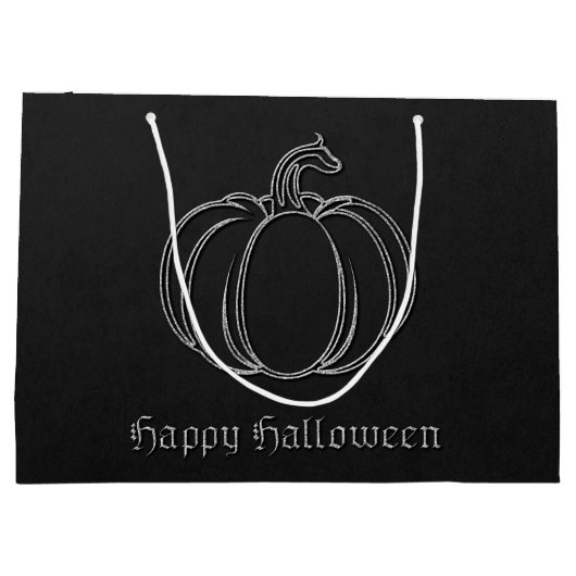Silver Pumpkin Halloween Große Geschenktüte (Rückseite)