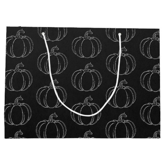 Silver Pumpkin Halloween Große Geschenktüte (Rückseite)