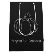 Silver Pumpkin Halloween Mittlere Geschenktüte (Rückseite)